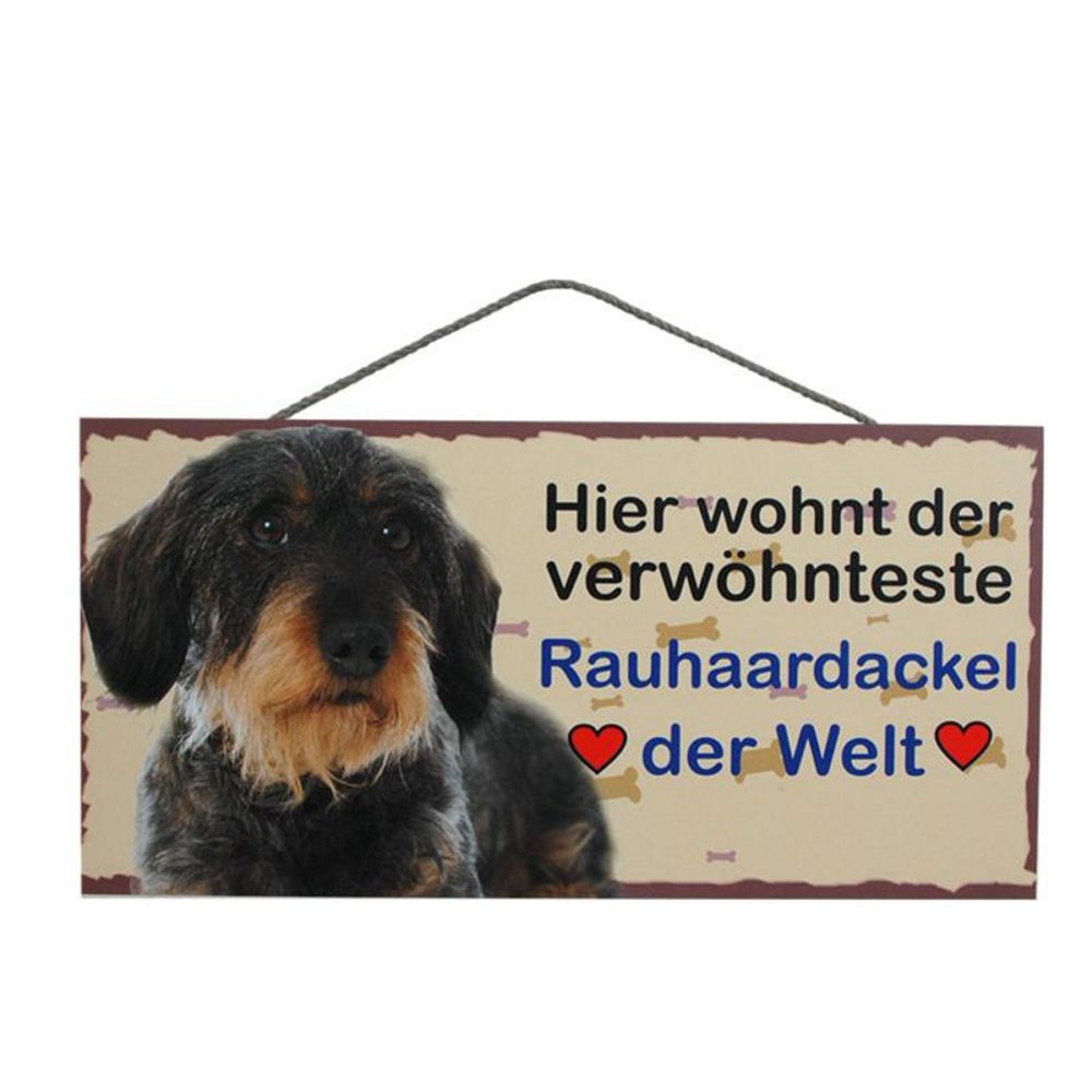 Tierschild Hund Holzschild Türschild - Rauhaardackel - Wandschild