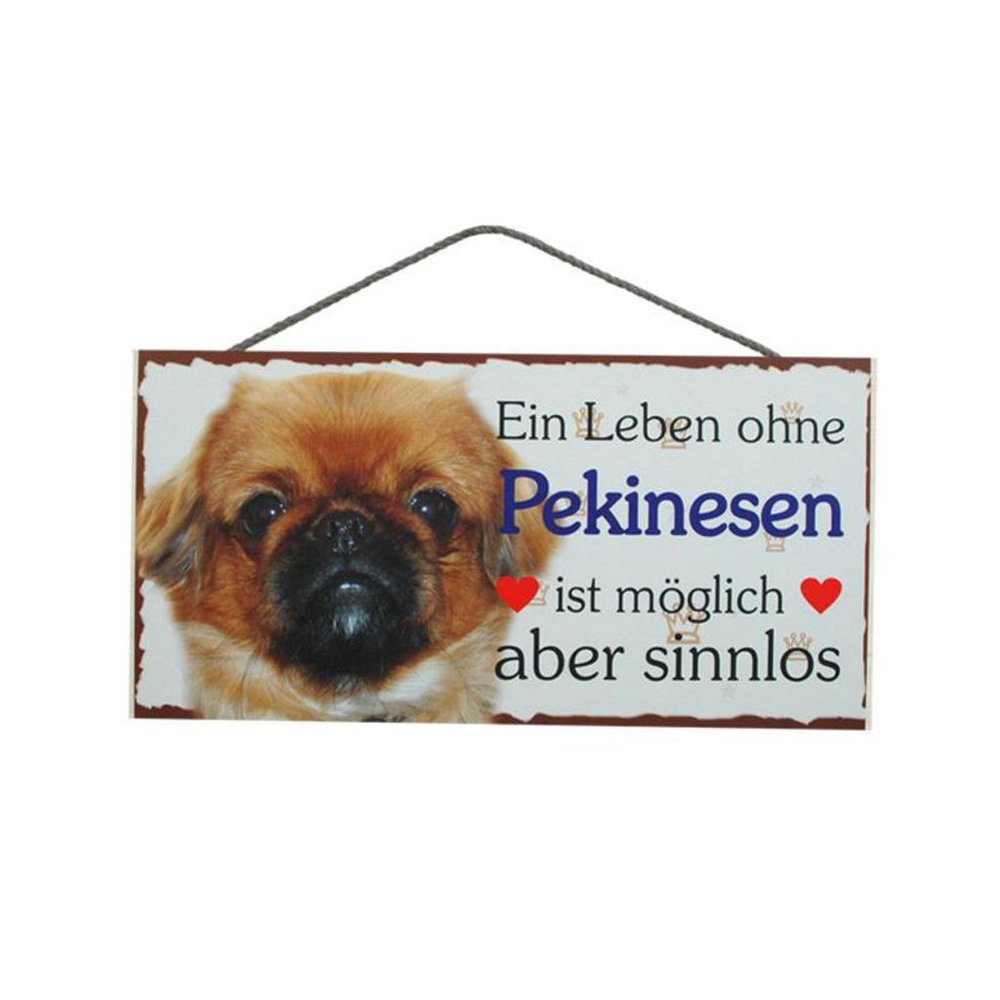Tierschild Hund Holzschild Türschild - Pekinesen - Wandschild