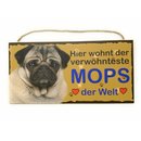 Tierschild Hund Holzschild Türschild - Mops -...