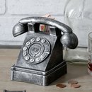 Spardose Old Phone Poly, antik-silber H. 12 cm