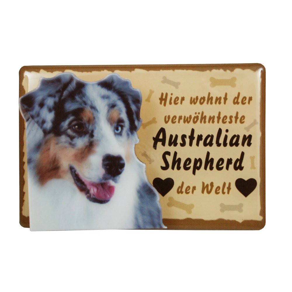 Tiermagnet Zettelhalter 3D Australian Shepherd Hundemagnet Magnet