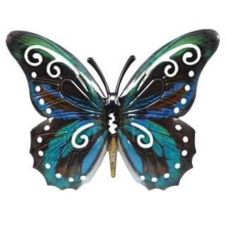 Schmetterling Wandschmuck aus Metall metallicfarben Wetterfest 17cm