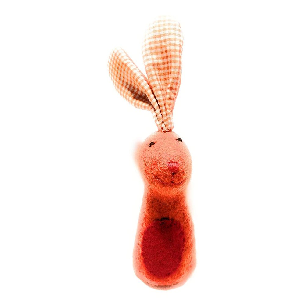 Aufsteller Eierwärmer Hase mit Karierten Ohren Filzaufsteller Eiermütze 23 cm