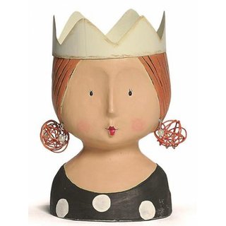 Badenkopf Frauenkopf mit Krone weiße Punkte 24 cm Ladykopf Büste Königin Prinzessin