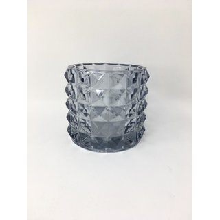 Windlicht Teelichthalter Kerzenglas Retro rauchfarben, Höhe 8,5 / Durchmesser 9,5 cm Glas