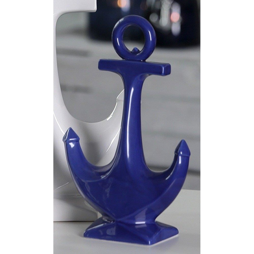 Anker, Keramik, blau glasiert, H. 30,5 cm Maritime Deko
