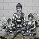 Leuchter Buddha Poly,silber Teelichthalter