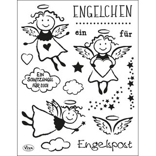 Silikonstempel "Engelchen", 14x18cm, Schutzengel, Flügel, Sterne