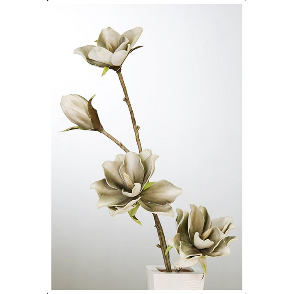 Foam Flower Aracati weiß / grau mit 4 Blüten 110 cm Kunstblume Blüte