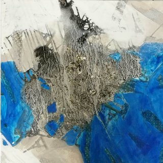 Paris 100 x 100 cm Acryl, Bitumen, Collage