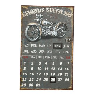 Metallbild Kalender - Biker 25x40cm