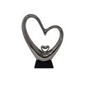 Skulptur auf Sockel Herz in silber Aufsteller Deko Liebe Hochzeit Valentinstag