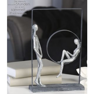 Skulptur Relax Poly/Metall, antik-silber H. 31 cm