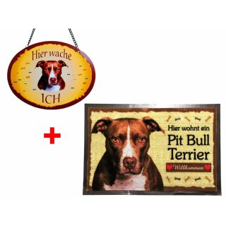 SET Fußmatte + Türschild Pitt Bull Terrier, Türmatte, Türvorleger, Türschild