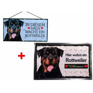 SET Fußmatte + Türschild Rottweiler, Türmatte, Türvorleger, Türschild Hunde