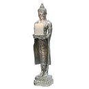 Buddha aus Poly in antik-silber mit Teller für...