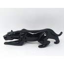 Dekofigur Leopard schleichend aus Porzellan schwarz glänzend Dekofigur Panther Raubtier
