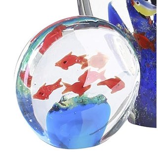 Briefbeschwerer "Aquarium" aus Glas · blau / orange / klar mit 6 Goldfischen