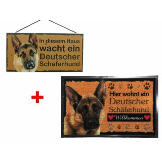 SET Fußmatte + Türschild deutscher Schäferhund, Türmatte, Türvorleger, Türschild
