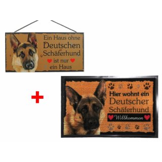 SET Fußmatte + Türschild deutscher Schäferhund, Türmatte, Türvorleger, Türschild