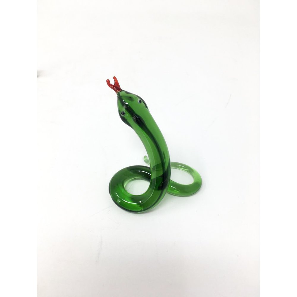 Wunderschöne Schlange Glasskulptur Krafttier Glücksbringer Snake_grün Glasdeko