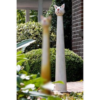 Gartenfigur Katze Klara aus Metall · grau/weiß (rechts im...