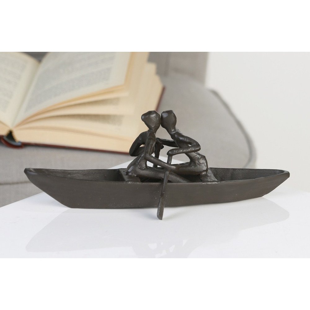 Kunstobjekt - Figur - Design Skulptur  Bootstour  aus Eisen brüniert