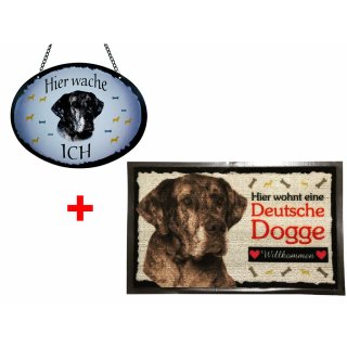 SET Fußmatte + Türschild Deutsche Dogge, Türmatte, Türvorleger, Türschild Hunde