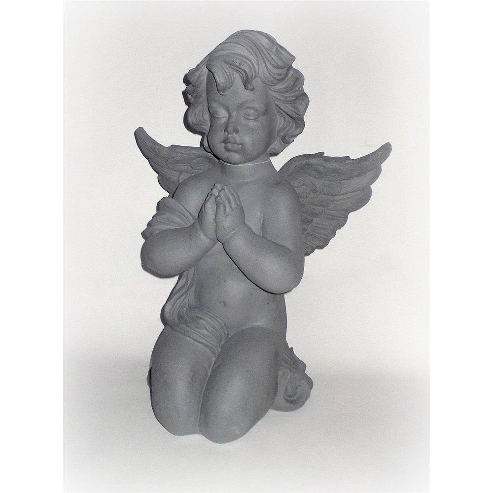 Skulptur Figur Engel Raffael aus Poly. grau. B.46cm H.64cm