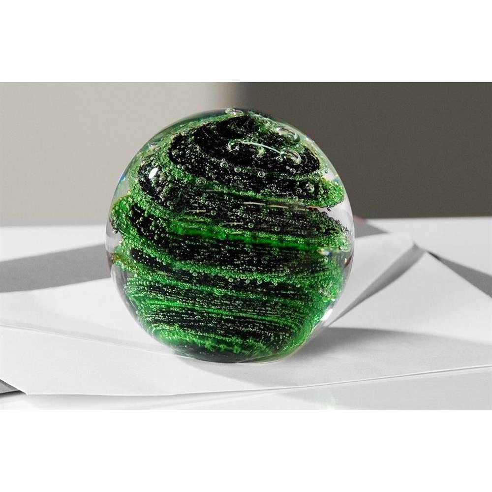 Briefbeschwerer Tropic grün/schw. D.7. 5cm Traumkugel Glaskugel Kugel Tischdeko