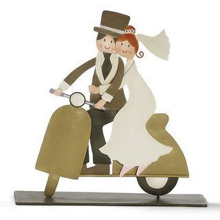 Metallfigur Hochzeit Eheleute Brautpaar Motorrad heiraten Deko Geldgeschenk