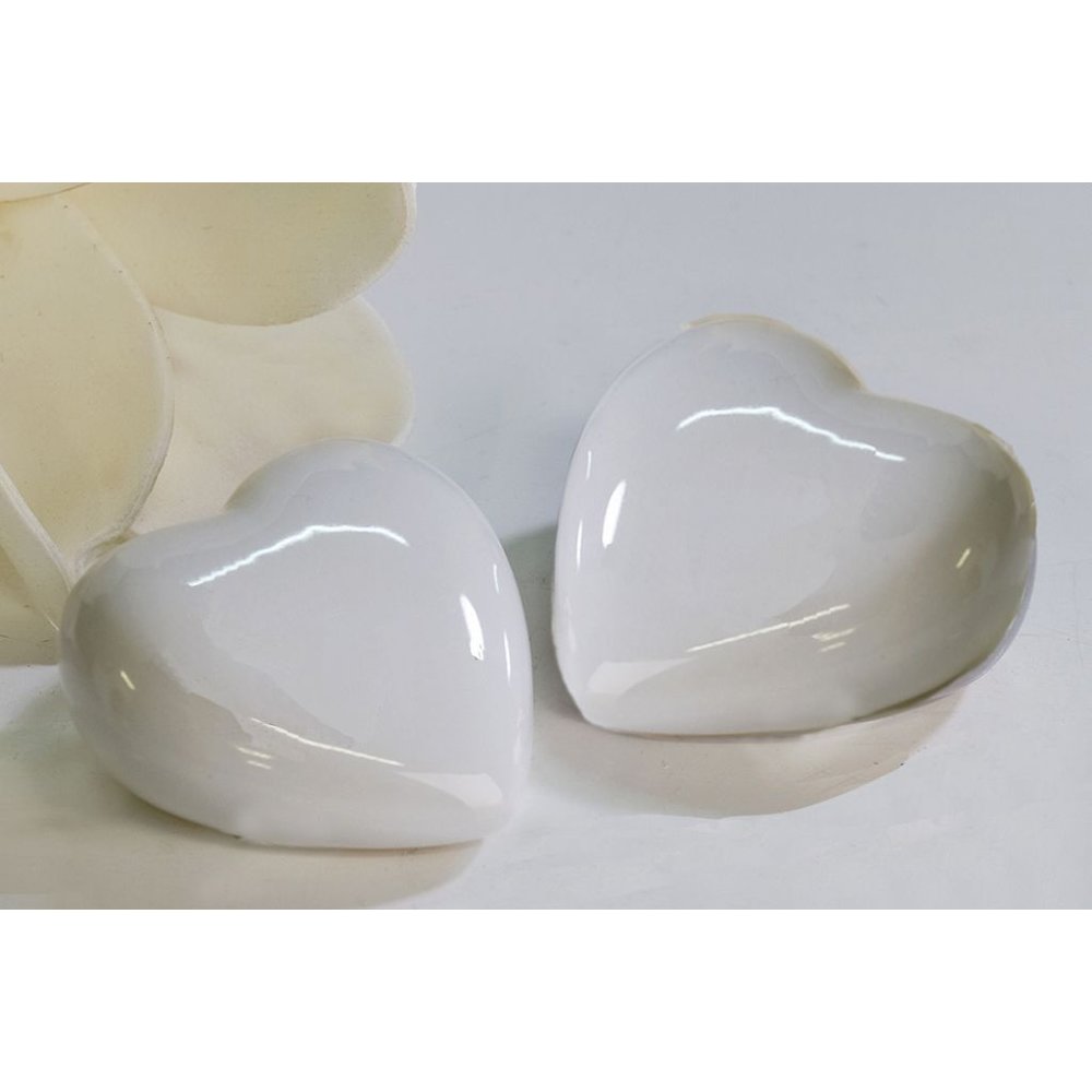 Deko-Herz aus Keramik 2er Set weiss zum Beschriften geeignet