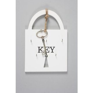 Schlüsselboard aus MDF in weiß, 15 x 2 x 22 cm, Schlüsselbrett