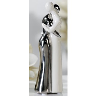 Figur Skulptur -Trost-  weiss/silber Keramik Höhe: 20cm