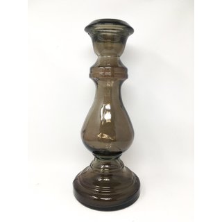 Kerzenständer Kerzenhalter Leuchter / Vase "Orion" recyceltes Glas · taupe 