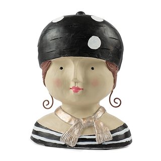 Aufsteller Deko Kopf Ladykopf mit schwarzer Mütze Frauenkopf Baden-Kopf Büste