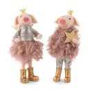 Glücks-Schweinchen mit goldenen Schuhen und Krone 2er Set