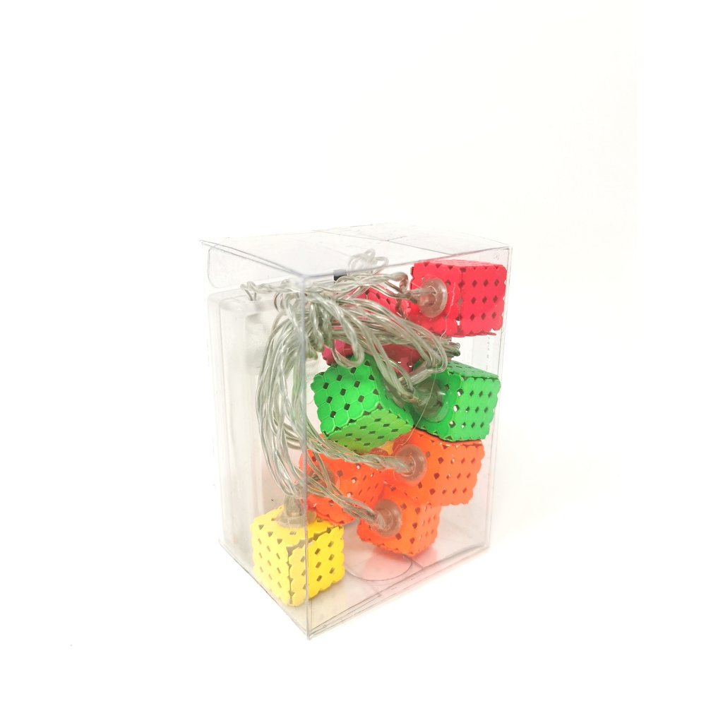 Lichterkette Cubes bunt. 10LEDs L.140cm Würfel Licht Dekoration Geschenk