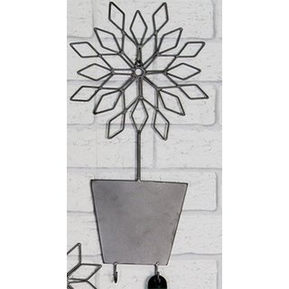 Wandhaken Blumentopf Metall grau-silber, 2  Haken Aufhänger Garten Gartendeko Wanddeko