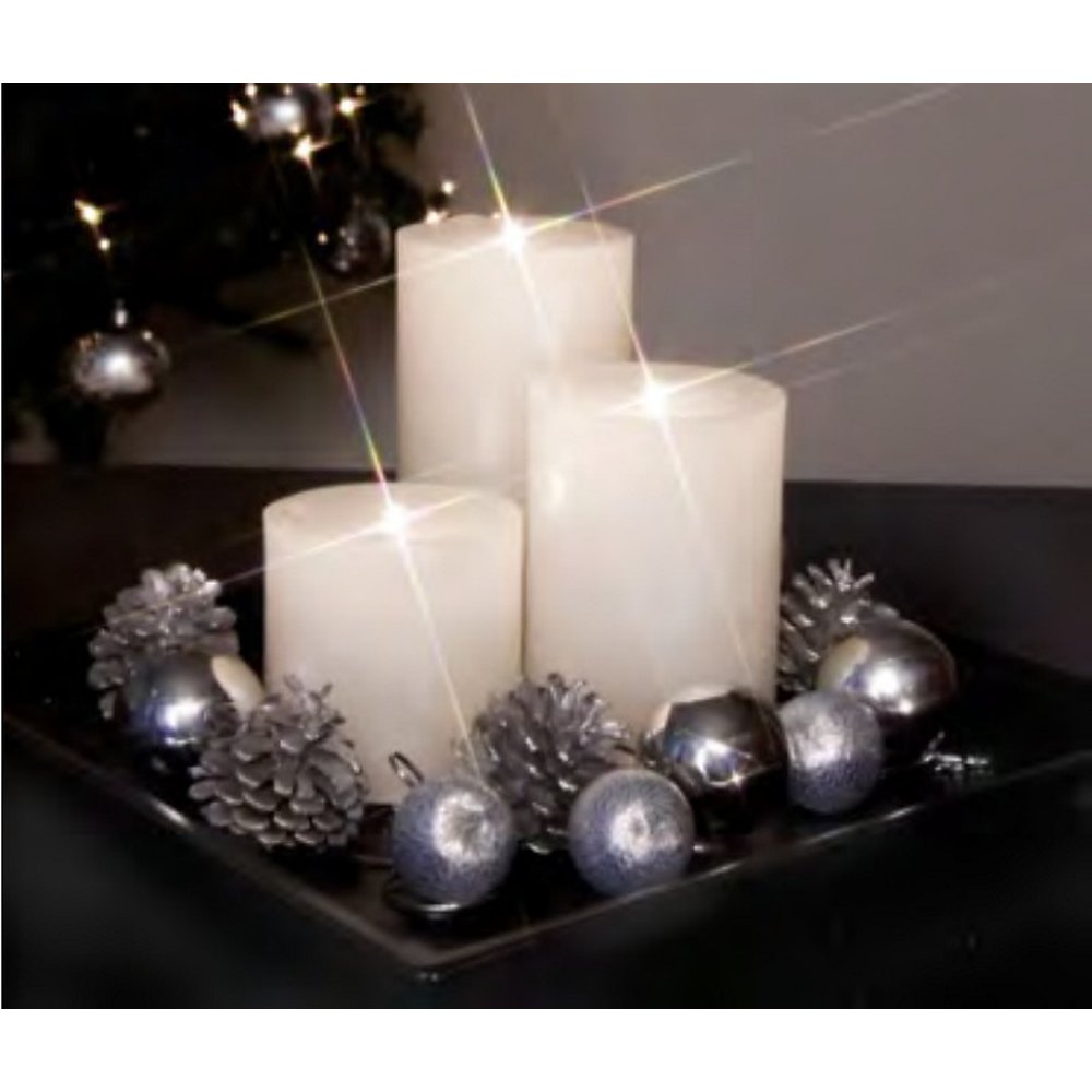 Tischdekoration Kerzenset El Candle 3-teilig, Echtwachs-Kerzen weiss
