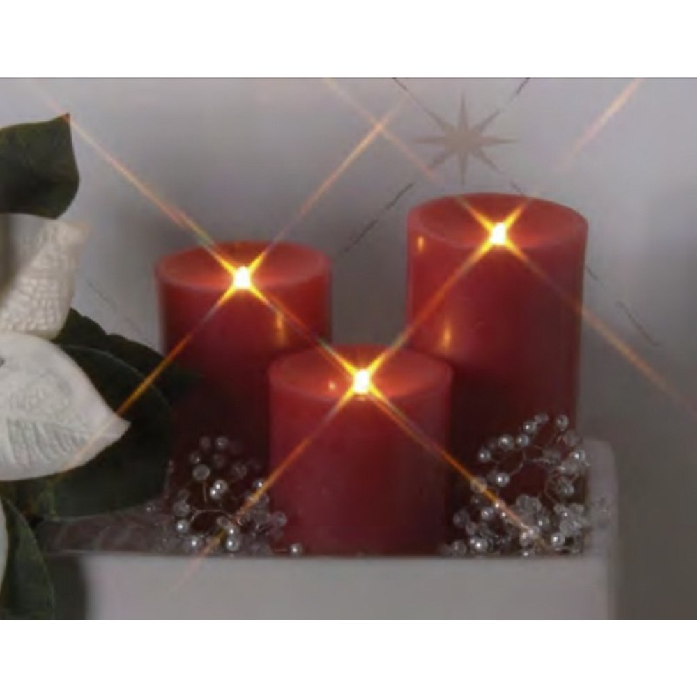 Tischdekoration Kerzenset El Candle 3-teilig, Echtwachs-Kerzen rot