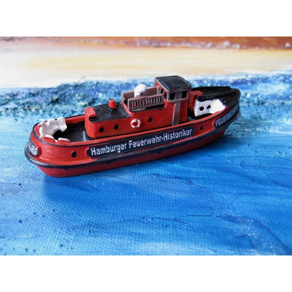 Schiffsmodell Feuerschiff Miniatur Boot Schiff ca. 12 cm Feuerwehr Hafen