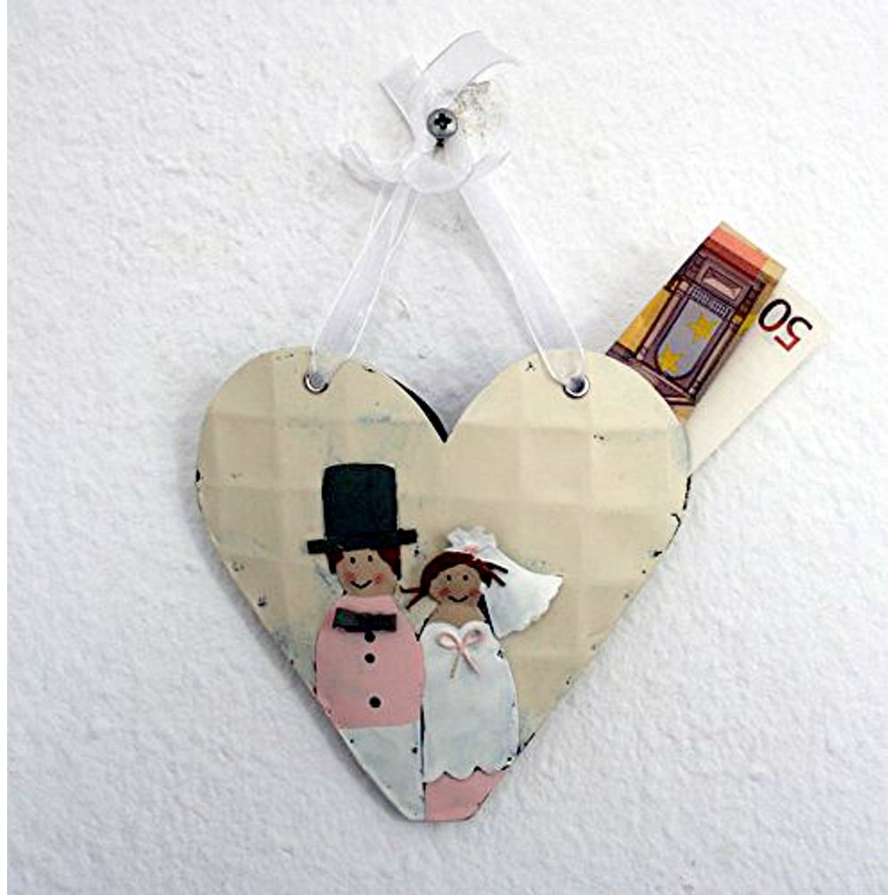 Hochzeitsgeschenk Herz für Geldgeschenk mit Brautpaar zum Aufhängen