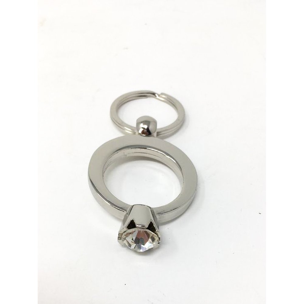 Schlüsselanhänger Ring aus Metall · silber glänzend mit Brillant in schwarzer Geschenkbox