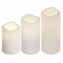 3er LED-Kunststoff-Kerzenset mit Fernbedienung Timerfunktion ca.11 5/15/18x 9cm