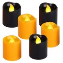 LED-Kunststoffkerzen 6er Set flackernd 3 x schwarz 3 x orange 4,5 x 3,8 cm