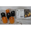 LED-Kunststoffkerzen 6er Set flackernd 3 x schwarz 3 x orange 4,5 x 3,8 cm