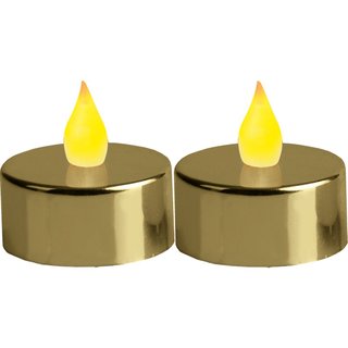 LED-Teelicht T-Light 2 Stück flackernd gold metallic incl. Batterien