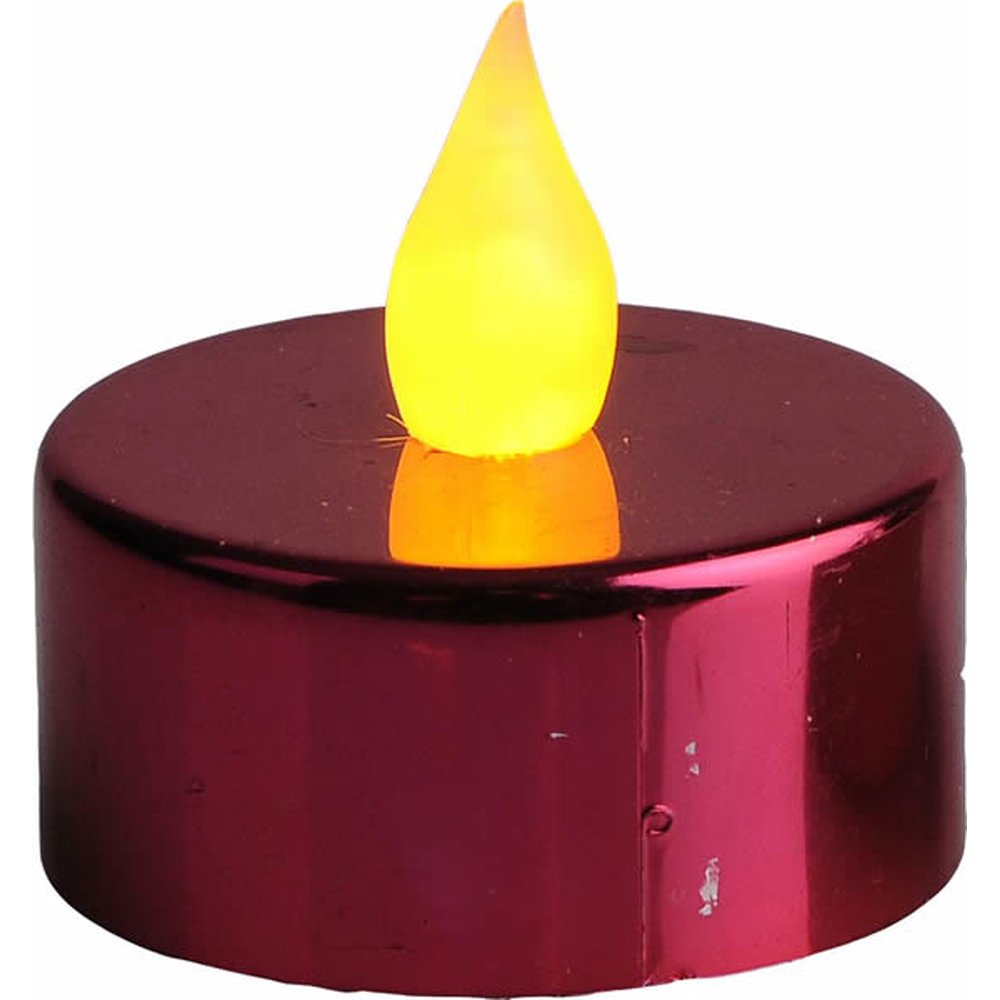 LED-Teelicht T-Light 2 Stück flackernd rot metallic incl. Batterien