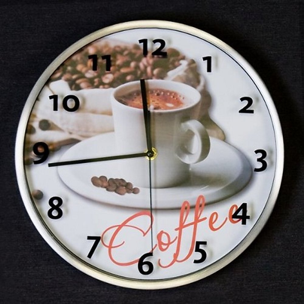 Uhr Coffee aus Aluminium / Glas rund Wanduhr
